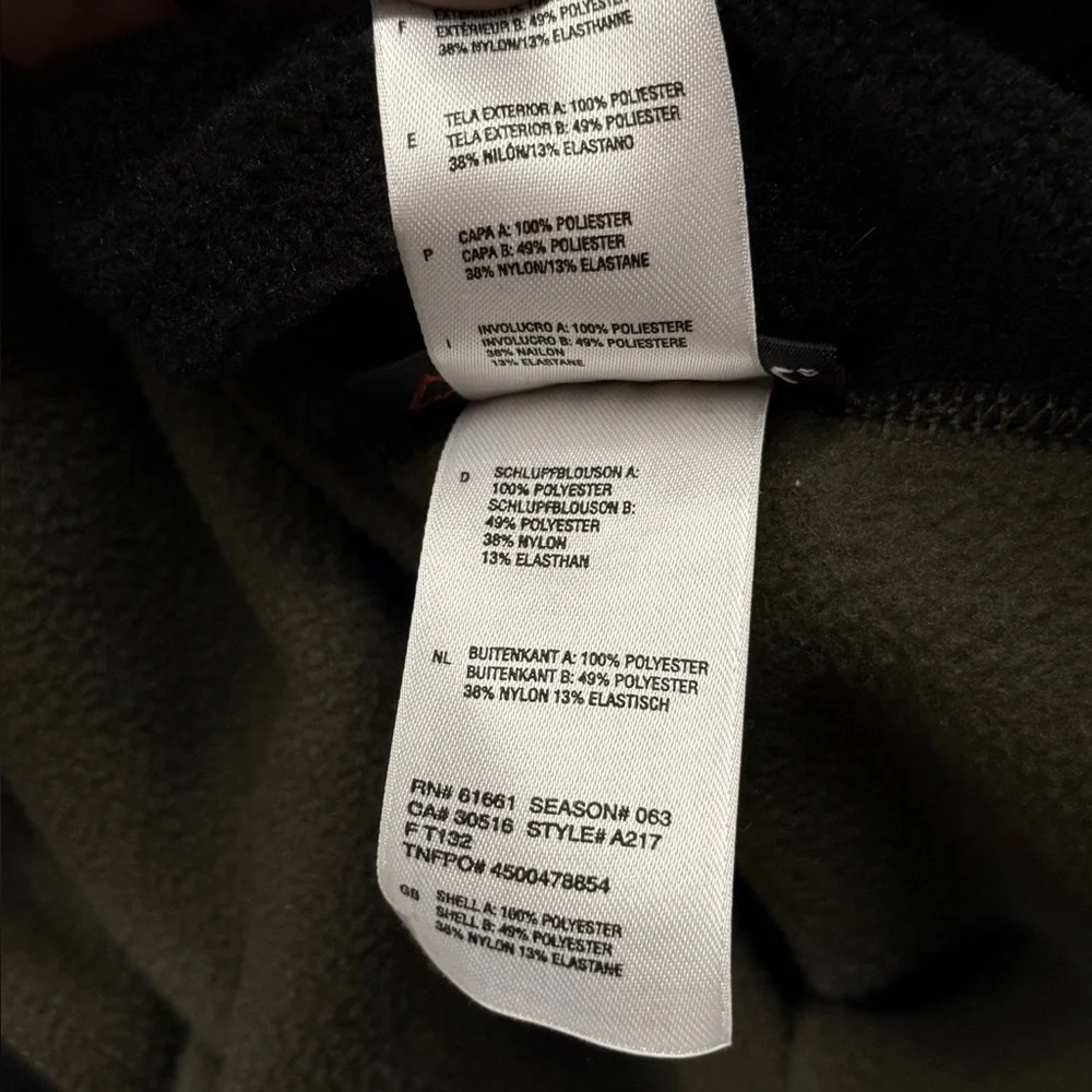 The North Face Polartec Green Black Side Panels Fleece 1/4 Zip Pullover Sz XL